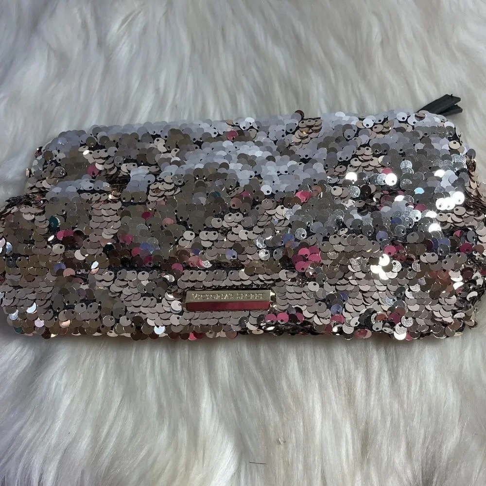 Victoria's Secret Silver Sequin Clutch/Make Up‎ Bag